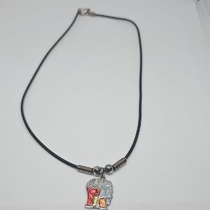 Elephant Pendant Necklace with Black Cord